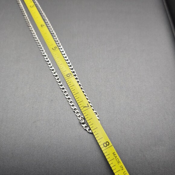 P Luxe Italian Sterling Silver Curb Chain 3mm Choker Necklace 15" Signed GM - Picture 5 of 6